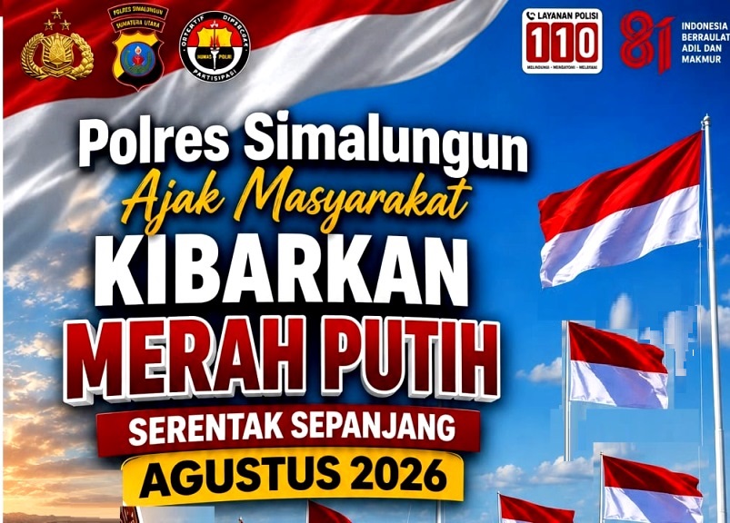 Polres Simalungun Ajak Warga  Kibarkan Merah Putih  Sepanjang Agustus