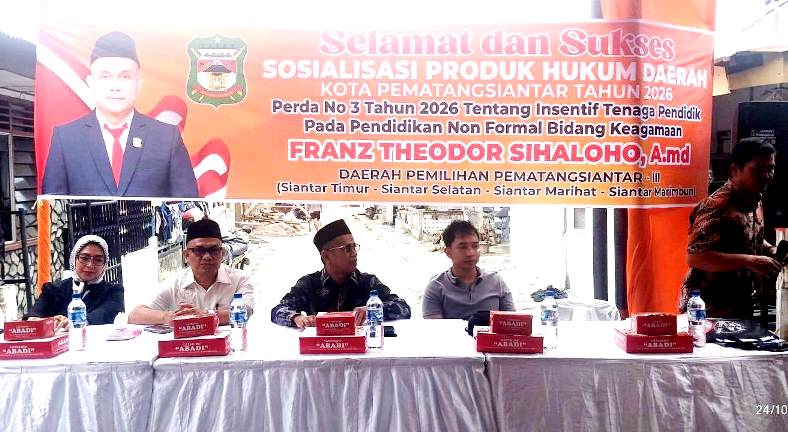 Anggota DPRD Siantar, Franz Theodore Sihaloho Amd : Masyarakat Diharap Memahami Perda Insentif Tenaga Kerja Pendidikan Nonformal Bidang Keagamaan