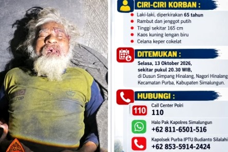 Pria Lansia Tanpa Identitas Ditemukan Meninggal di Hinalang , Keluarga Siapa?